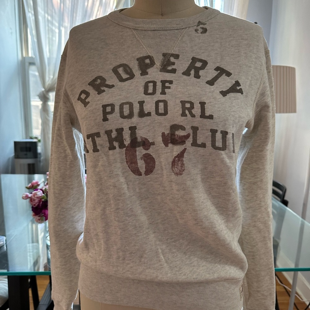 Polo by Ralph Lauren Women's Light Gray Graphic Sweater